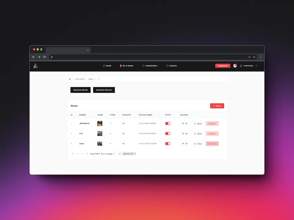 Screenshot de Lambda Beats - SaaS Platform
